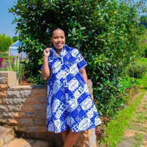 Women's Ankara Maternity Outfit Cotton Button Down Midi Dress