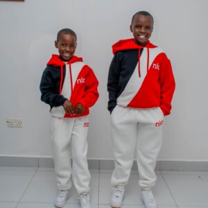 NIA Kids Colorblock Fleece Tracksuit Set - Custom Premium Hoodie & Jogger Outfit