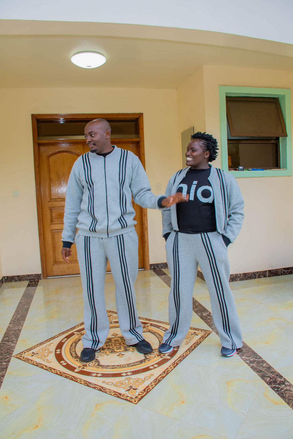 NIA Luxe Stripe Fleece Tracksuit Set – Custom Unisex Three-Piece Sweat Suit Set - Image 3