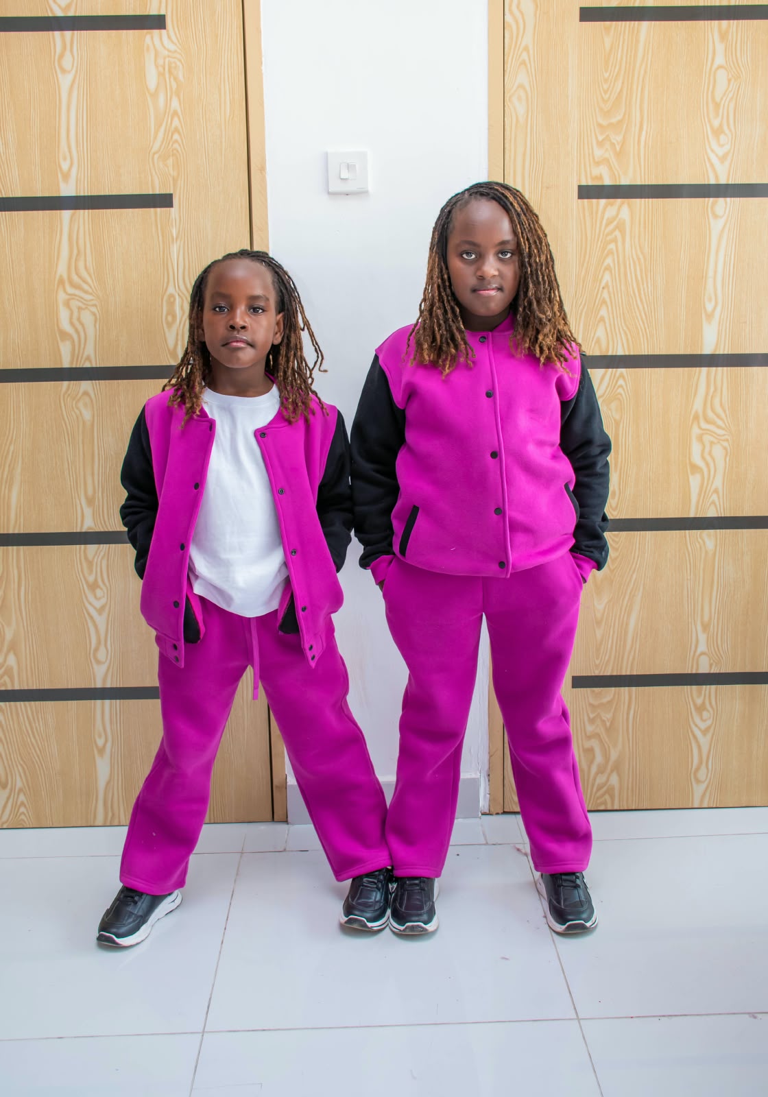 Girls' Premium Pink Varsity Jacket & Jogger Set | Personalized Children's Fashion