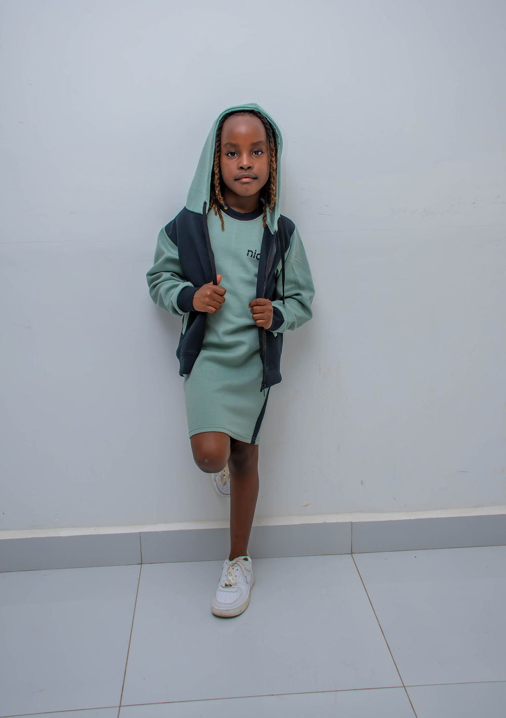 Kids Matching Hoodie Dress Set | Custom Zip Hoodie & Casual Dress Outfit - Image 17