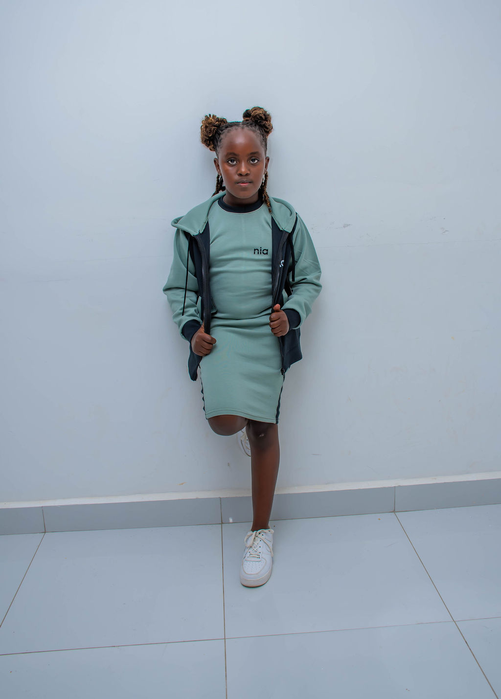 Kids Matching Hoodie Dress Set | Custom Zip Hoodie & Casual Dress Outfit - Image 12