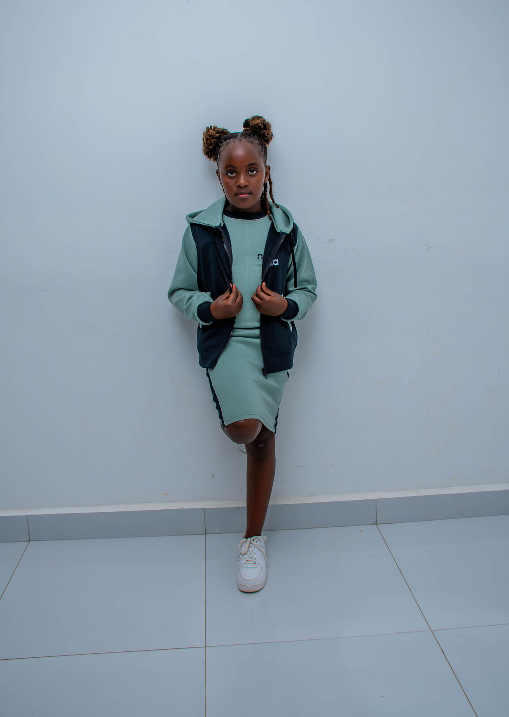 Kids Matching Hoodie Dress Set | Custom Zip Hoodie & Casual Dress Outfit - Image 13