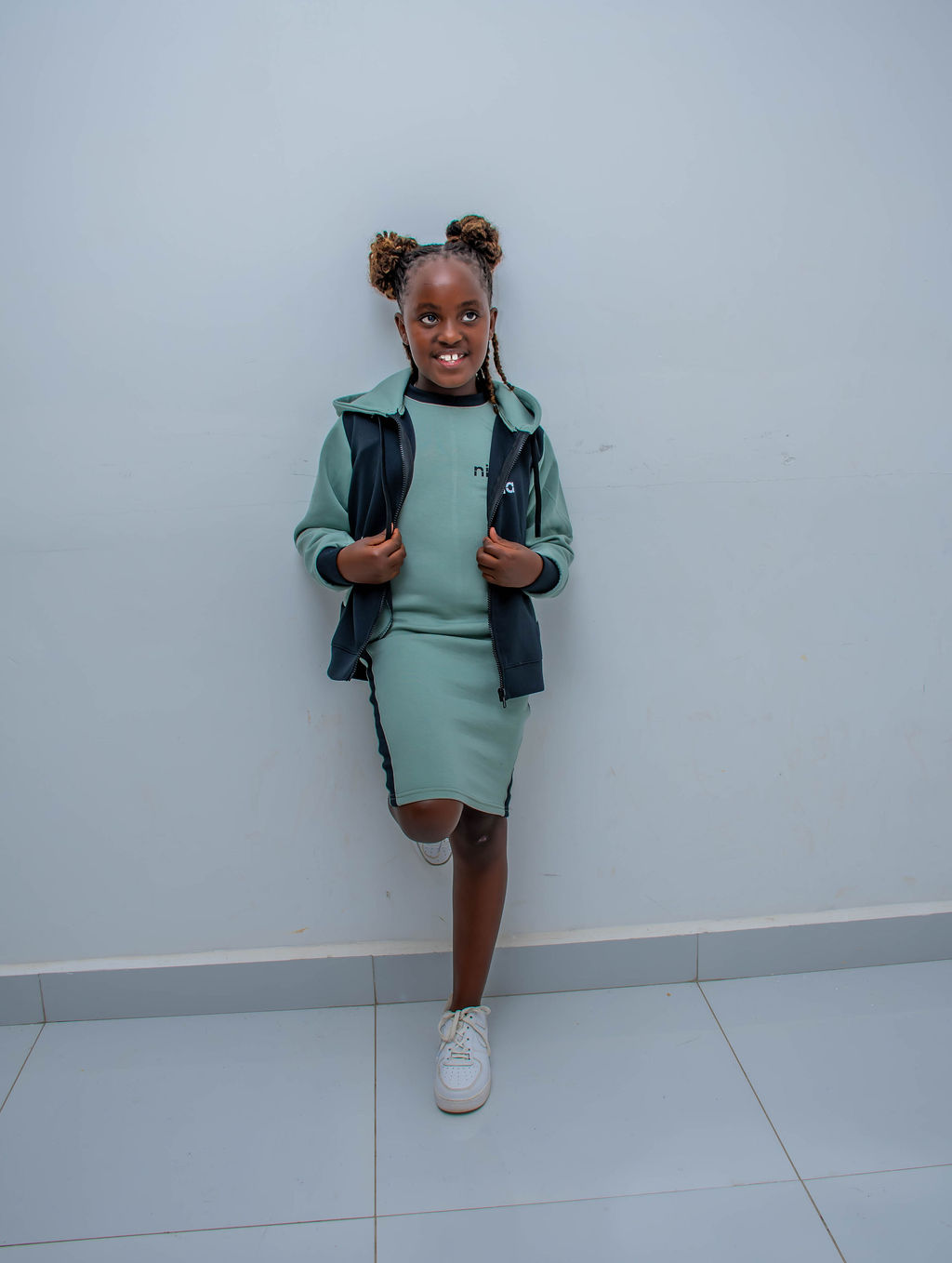 Kids Matching Hoodie Dress Set | Custom Zip Hoodie & Casual Dress Outfit - Image 11