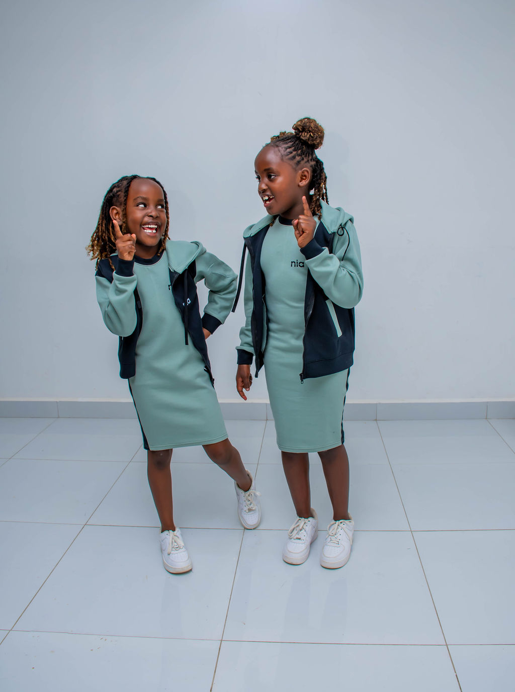 Kids Matching Hoodie Dress Set | Custom Zip Hoodie & Casual Dress Outfit