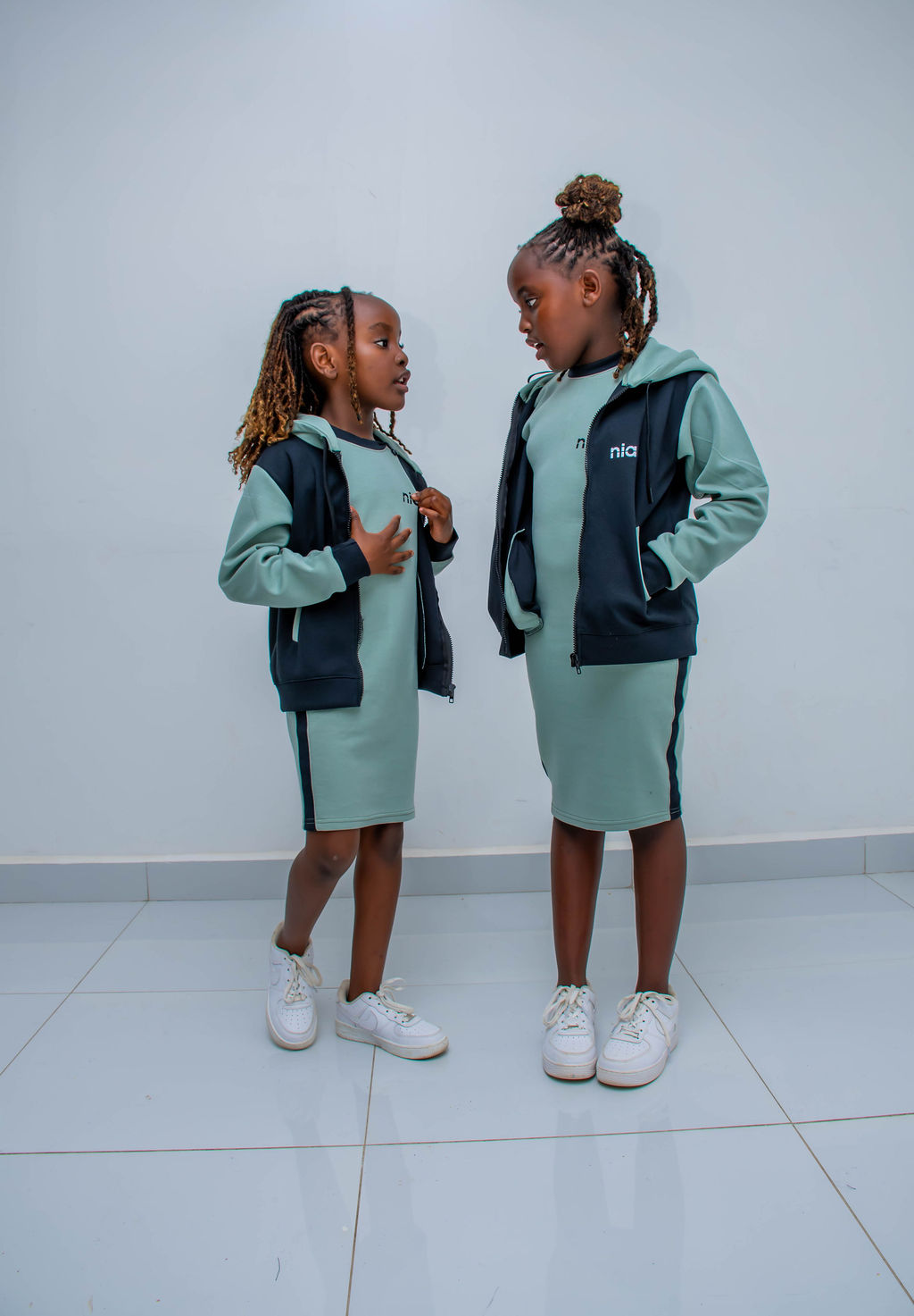 Kids Matching Hoodie Dress Set | Custom Zip Hoodie & Casual Dress Outfit - Image 9