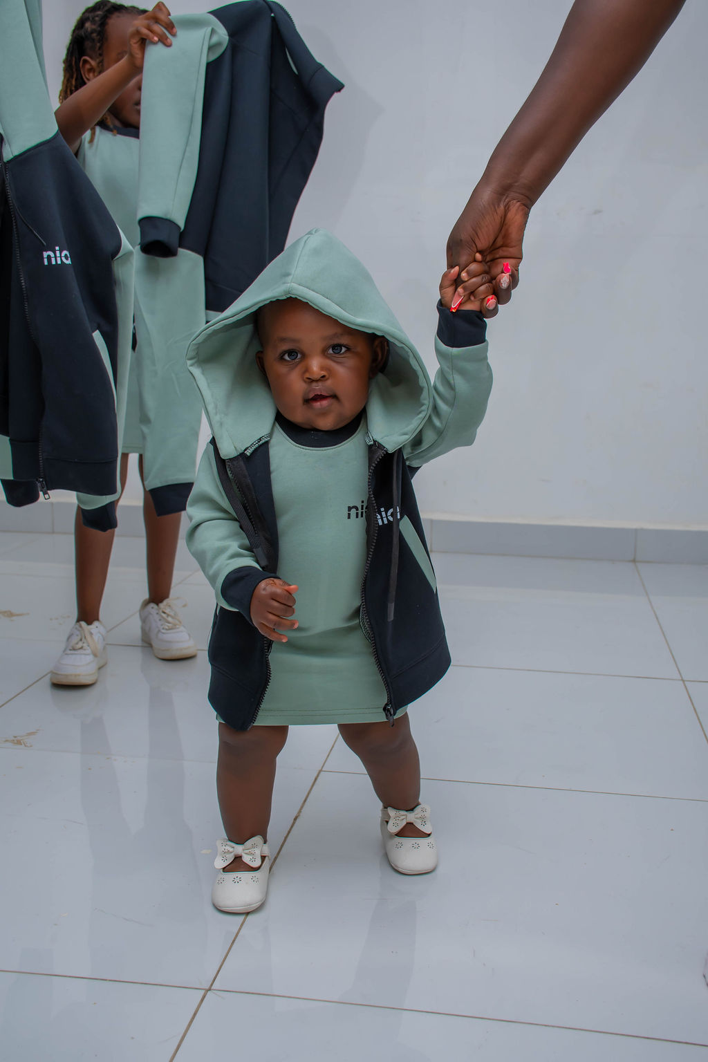 Kids Matching Hoodie Dress Set | Custom Zip Hoodie & Casual Dress Outfit - Image 2
