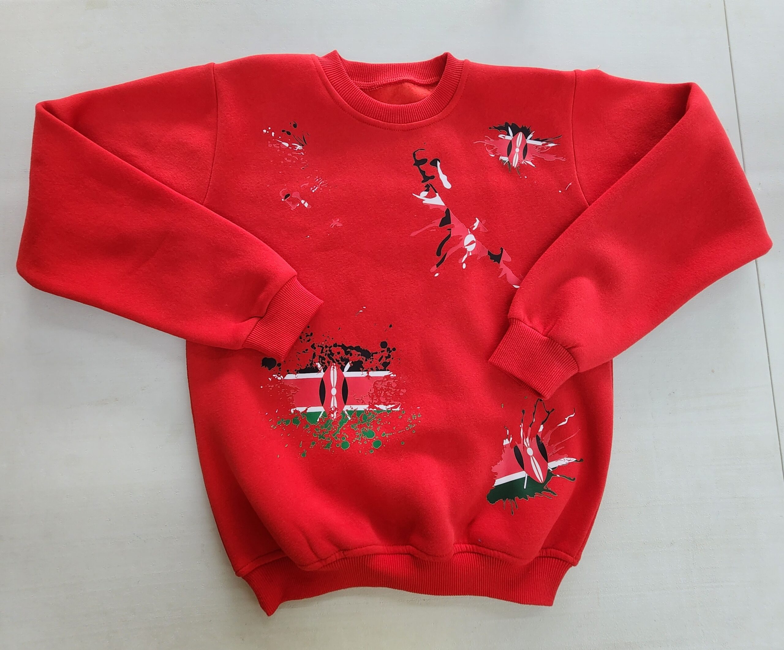 Red Kenyan Color Splash Sweatshirt – Multicolor Graphic Long Sleeve
