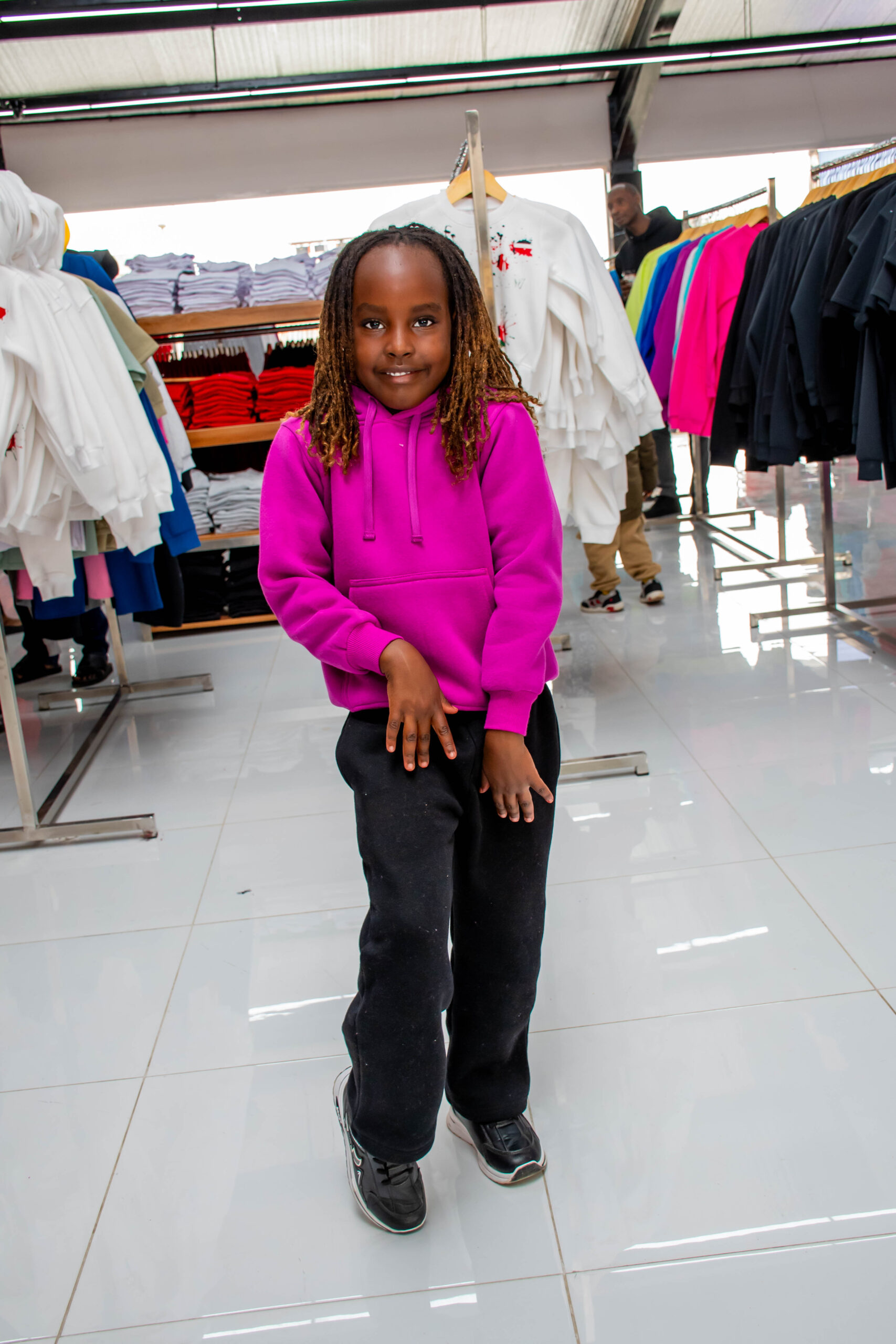 Girls’ Magenta Hoodie & Black Jogger Set - Image 3
